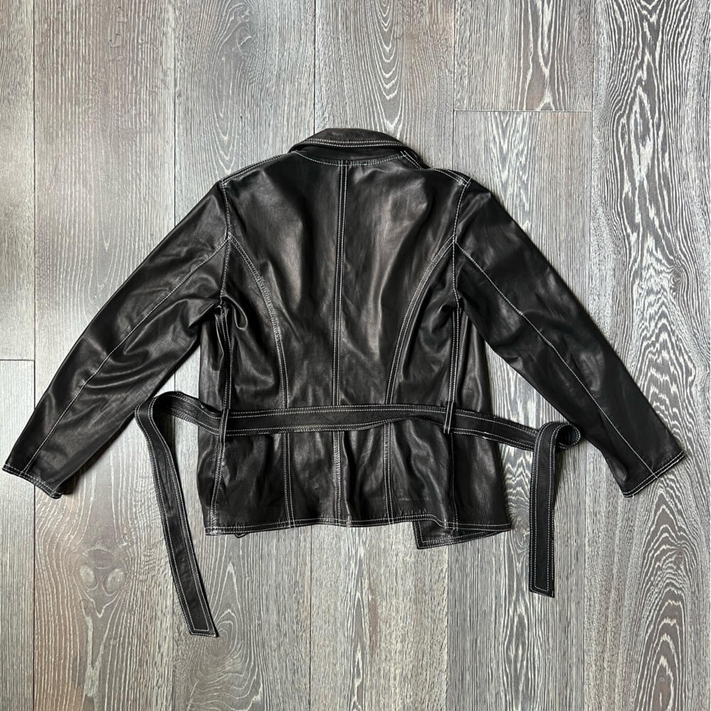Valentina Leather Blazer Jacket made in Italy. Women’s Size 38/small brown/black - Picture 5 of 11